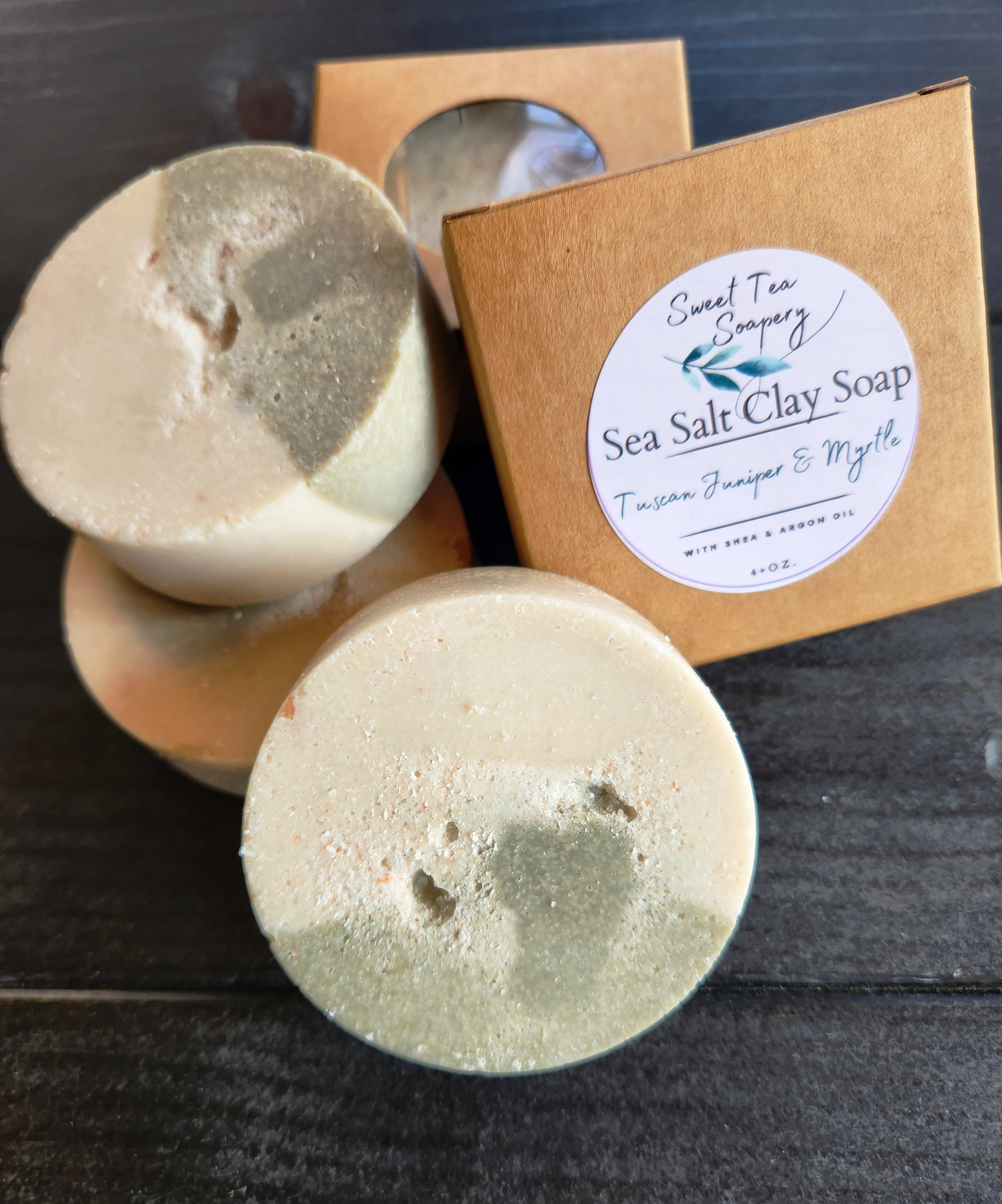 Sea Salt Clay Soap Tuscan Juniper and Myrtle