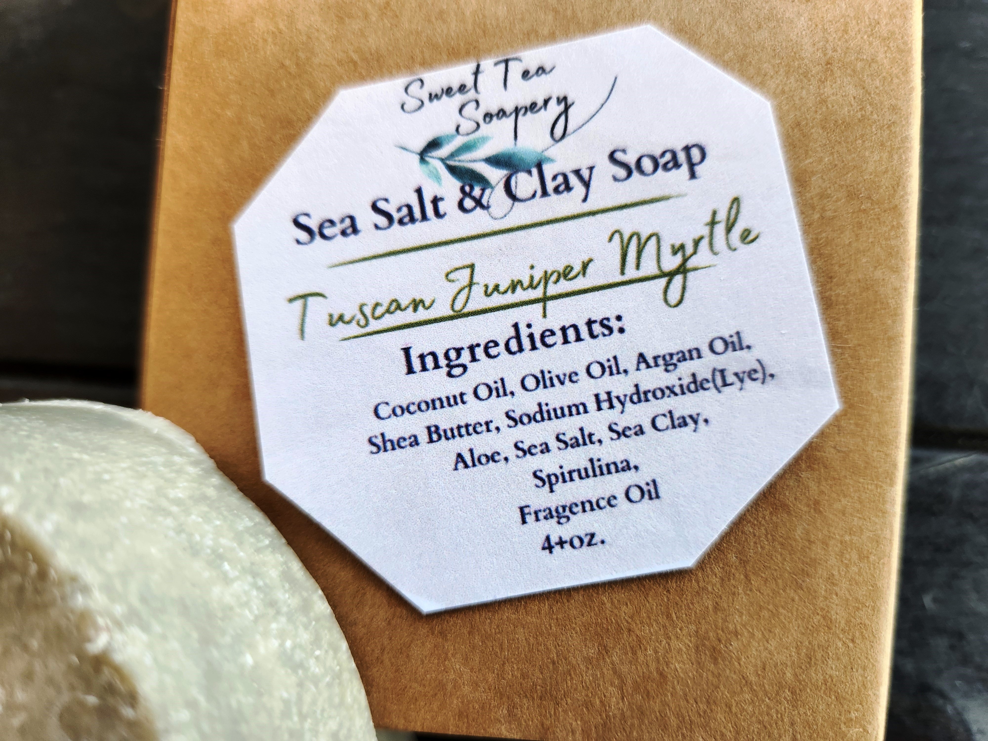 Sea Salt Clay Soap Tuscan Juniper and Myrtle