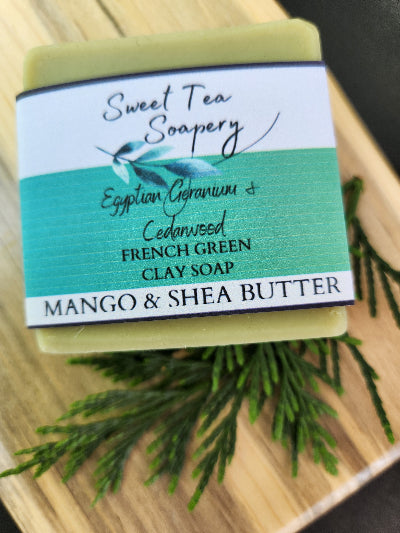 French Green Clay Egypt Geranium & Cedarwood Soap